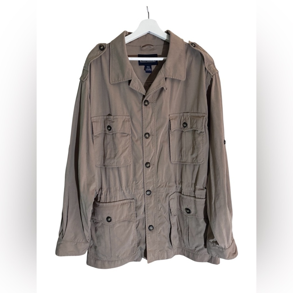 Lands' End Men's Regular Lightweight Tan Jacket w/ Many Pockets | Size XL